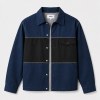 Custom Navy Black Color Block Chest Pocket Work Jacket