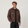 Custom Brown Cotton Canvas Embroidered Work Jacket