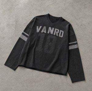 Custom Black Distressed Long Sleeve Football Jersey