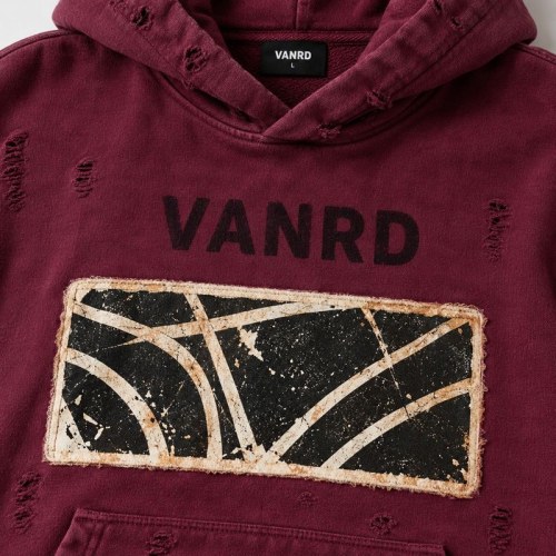 Custom Burgundy Washed Distressed Graphic Fleece Tracksuit