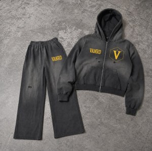 Custom Charcoal Washed Distressed Zip Up Fleece Tracksuit
