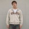 Custom Beige Washed Distressed Letter Print Zip Up Hoodie