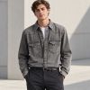 Custom Acid Wash Charcoal Denim Western Shirt