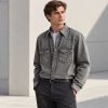 Custom Acid Wash Charcoal Denim Western Shirt