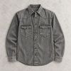 Custom Acid Wash Charcoal Denim Western Shirt