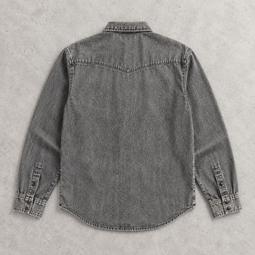 Custom Acid Wash Denim Shirt with Western Yoke and Snaps