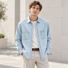 Custom Light Wash Blue Denim Shirt with Pockets