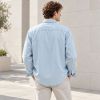 Custom Light Wash Blue Denim Shirt with Pockets