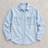 Custom Light Wash Blue Denim Shirt with Pockets