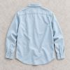 Custom Light Wash Blue Denim Shirt with Pockets