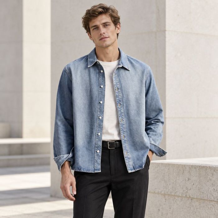 Custom Stone Wash Blue Denim Overshirt