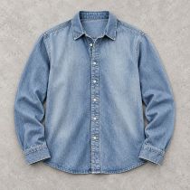 Custom Denim Overshirt in Stone Wash Blue for Easy Layering