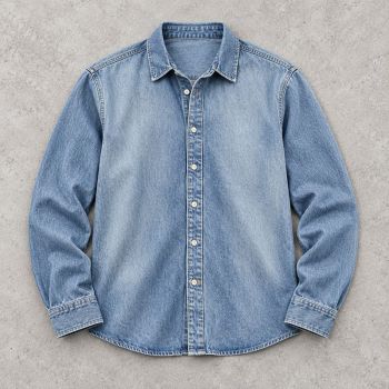 Custom Denim Overshirt in Stone Wash Blue for Easy Layering