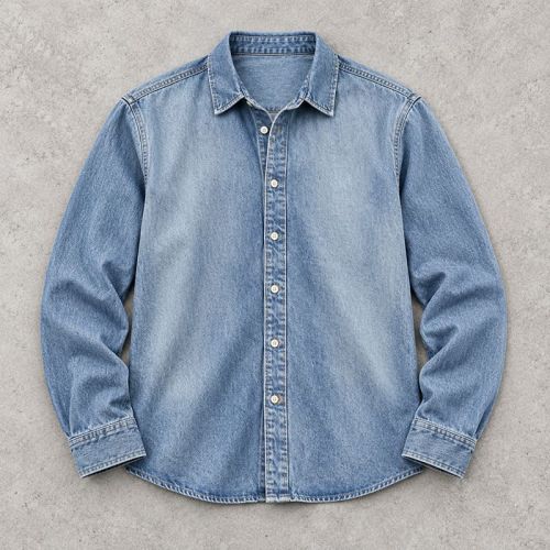 Custom Denim Overshirt in Stone Wash Blue for Easy Layering