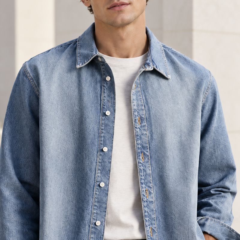 Custom Stone Wash Blue Denim Overshirt