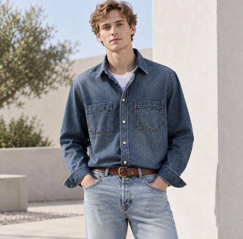 Custom Dark Indigo Wash Denim Shirt