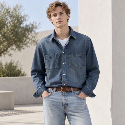 Custom Dark Indigo Wash Denim Shirt