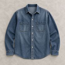 Custom Denim Work Shirt in Dark Indigo with Patch Pockets