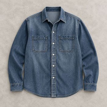 Custom Denim Work Shirt in Dark Indigo with Patch Pockets