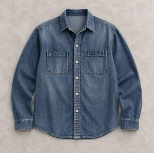 Custom Denim Work Shirt in Dark Indigo with Patch Pockets