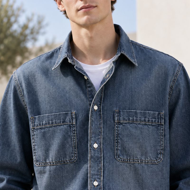 Custom Dark Indigo Wash Denim Shirt