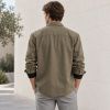Custom Washed Olive Green Denim Western Shirt