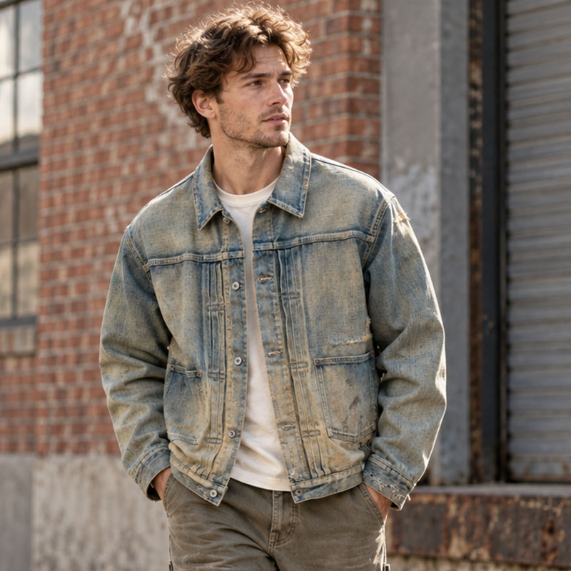 Contrast-Stitch Denim Jacket