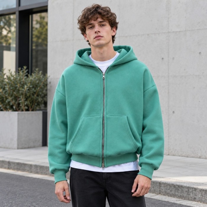 Custom Fleece Hoodies in Kelly Green with Full Zip Front
