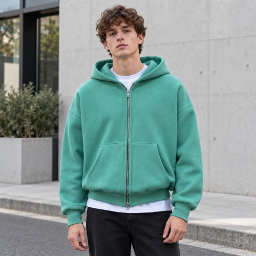 Custom Fleece Hoodies in Kelly Green with Full Zip Front