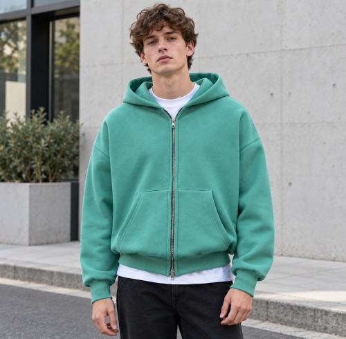 Custom Fleece Hoodies in Kelly Green with Full Zip Front