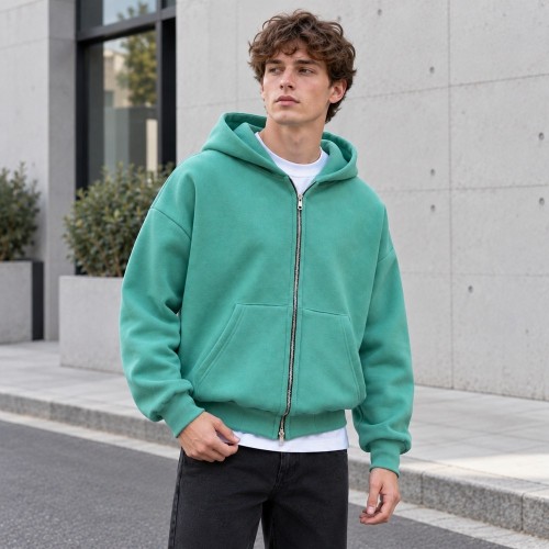 Custom Fleece Hoodies in Kelly Green with Full Zip Front