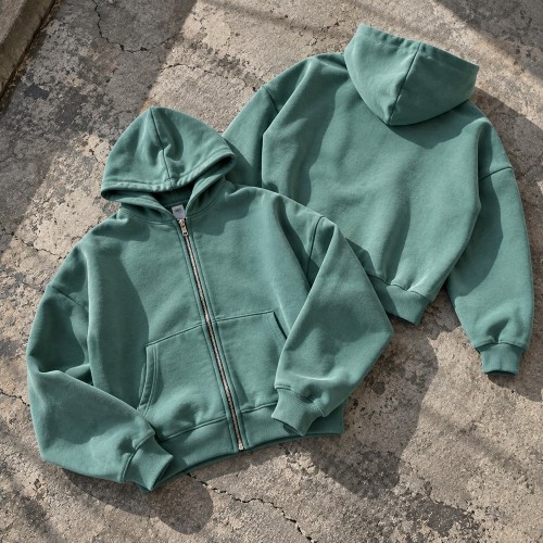 Custom Fleece Hoodies in Kelly Green with Full Zip Front