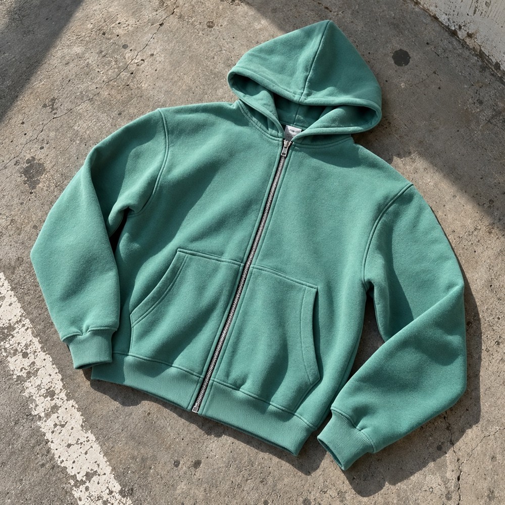 Custom Fleece Hoodies in Kelly Green with Full Zip Front