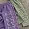 Custom Wide Leg Sweatpants with Rhinestone Details and Raw Hem