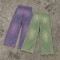 Custom Wide Leg Sweatpants with Rhinestone Details and Raw Hem