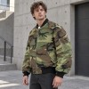 Custom Camo Jacket in Woodland Print with Black Ribbed Trims