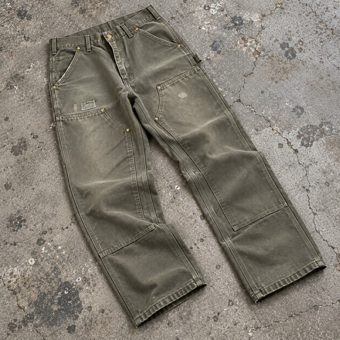 Custom Carpenter Pants in Olive with Double Knee Panels