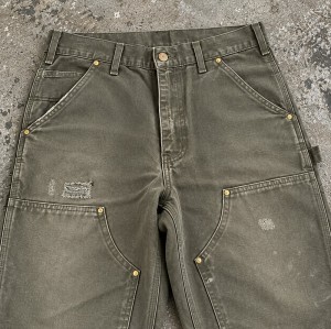 Custom Carpenter Pants in Olive with Double Knee Panels