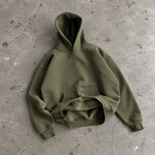 Custom Pullover Hoodies in Heather Grey and Olive Fleece
