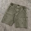 Custom Work Shorts in Washed Olive with Double Knee Panels