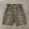 Custom Work Shorts in Washed Olive with Double Knee Panels