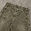 Custom Work Shorts in Washed Olive with Double Knee Panels