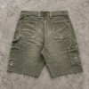 Custom Work Shorts in Washed Olive with Double Knee Panels
