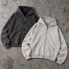 Custom Zip Hoodie in Washed Brick Red and Blue Grey Fleece