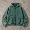 Custom Zip Hoodie in Washed Brick Red and Blue Grey Fleece