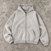 Custom Zip Hoodie in Washed Brick Red and Blue Grey Fleece