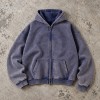 Custom Zip Hoodie in Washed Brick Red and Blue Grey Fleece