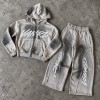 Custom Tracksuits in Washed Grey Fleece with Studded Detail