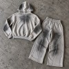 Custom Tracksuits in Washed Grey Fleece with Studded Detail