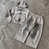 Custom Tracksuits in Washed Grey Fleece with Studded Detail